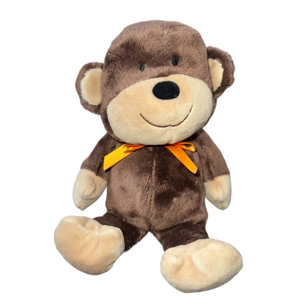 CARTER'S BABY BROWN MONKEY ORANGE BOW STUFFED ANIMAL PLUSH TOY LOVEY # 41378 - Picture 1 of 7